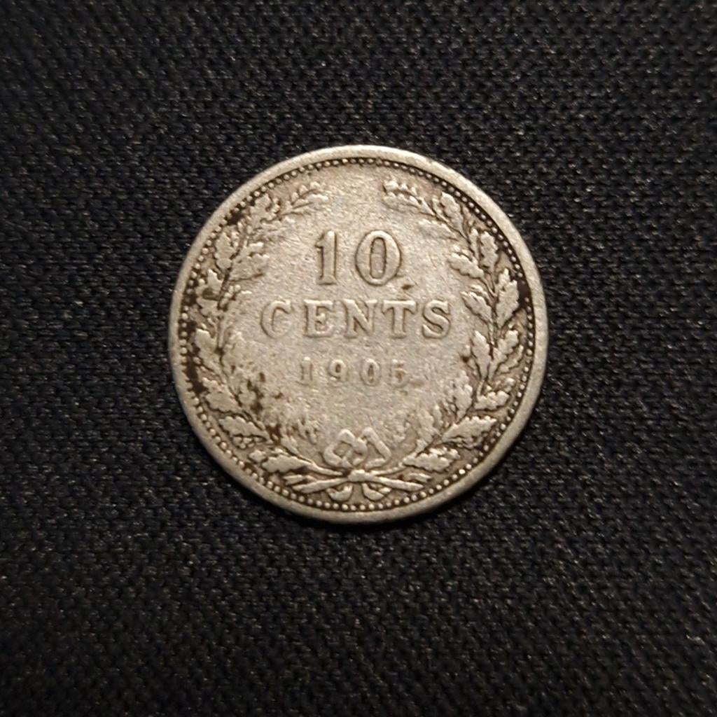 10 cent 1905, Postzegels en Munten, Munten | Nederland, Verzenden, Zilver, 10 cent, Koningin Wilhelmina