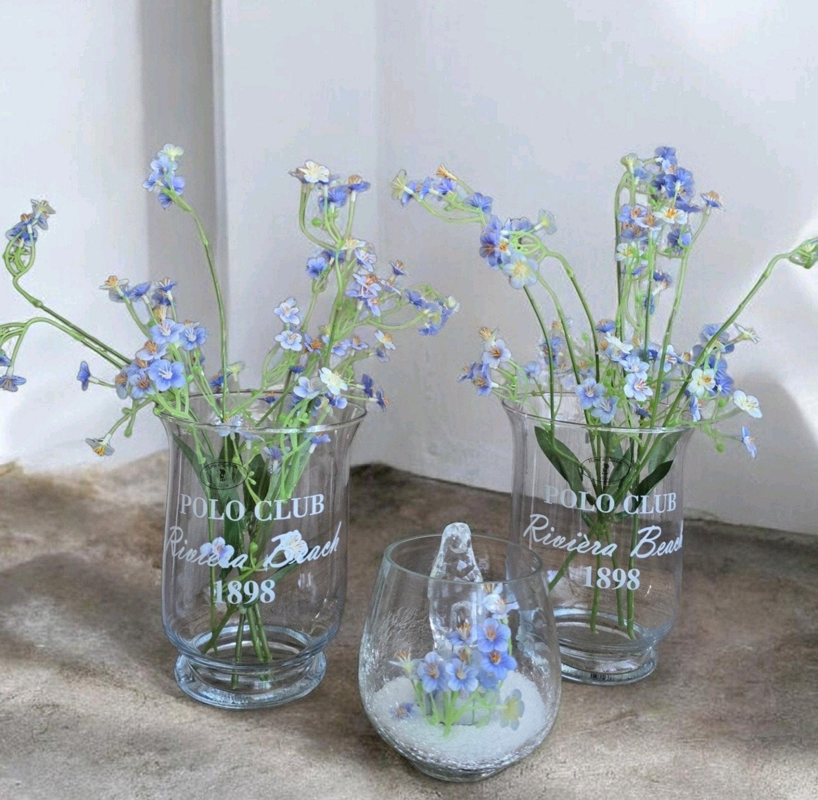 2 pcs rivièra beach vase & 1 rivièra maison medison votive &, Huis en Inrichting, Ophalen of Verzenden, Zo goed als nieuw