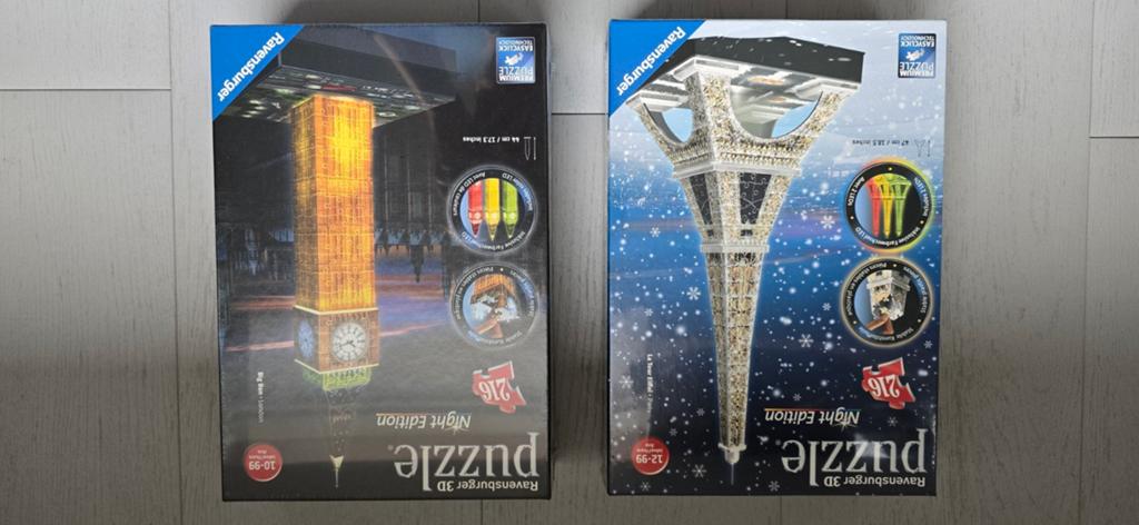 Nieuw: 3-d puzzels Eiffeltoren en Big Ben, Ophalen of Verzenden, Minder dan 500 stukjes, Nieuw, Rubik's of 3D-puzzel