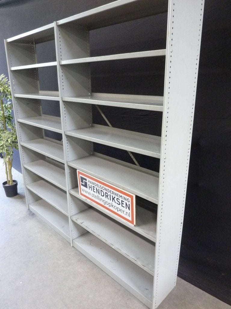 Vintage stalen boekenkast / stelling / stellingkast Ahrend, Met plank(en), Gebruikt, Handelsonderneming Hendriksen, 150 tot 200 cm
