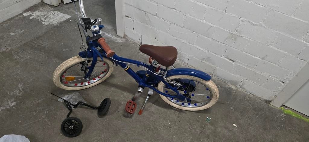 BTWIN Kinderfiets 16 inch 900 Alu City Blauw + zijwieltjes, Ophalen, Zijwieltjes, BTWIN, 16 tot 20 inch