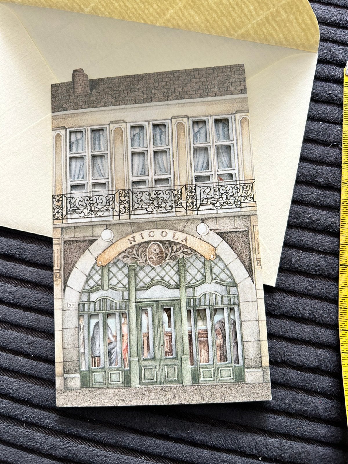 Oude dubbel bedrukte wenskaart Huis winkel, Ophalen of Verzenden, Zo goed als nieuw
