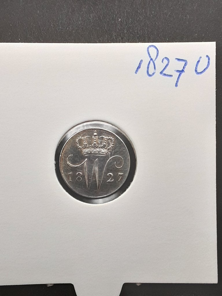 5 cent 1827 U Koning Willem I uit 1818, Zilver, Ophalen of Verzenden, Koning Willem I, Losse munt