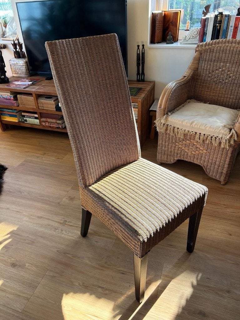 8 Llyod Loom eetkamerstoelen, Huis en Inrichting, Ophalen, Gebruikt, Bruin, Vijf, Zes of meer stoelen