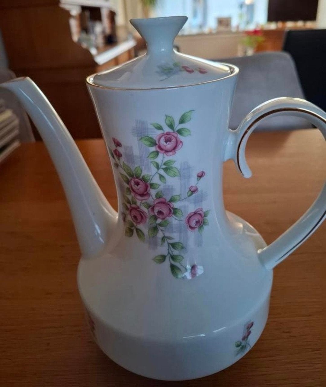 Vintage Winterling Bavaria Koffiekan - Rozen & Ruitjes, Ophalen of Verzenden