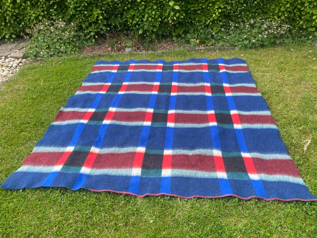 Vintage wollen deken, heerlijk zacht , l.215x br. 195 cm, Ophalen of Verzenden, Zo goed als nieuw