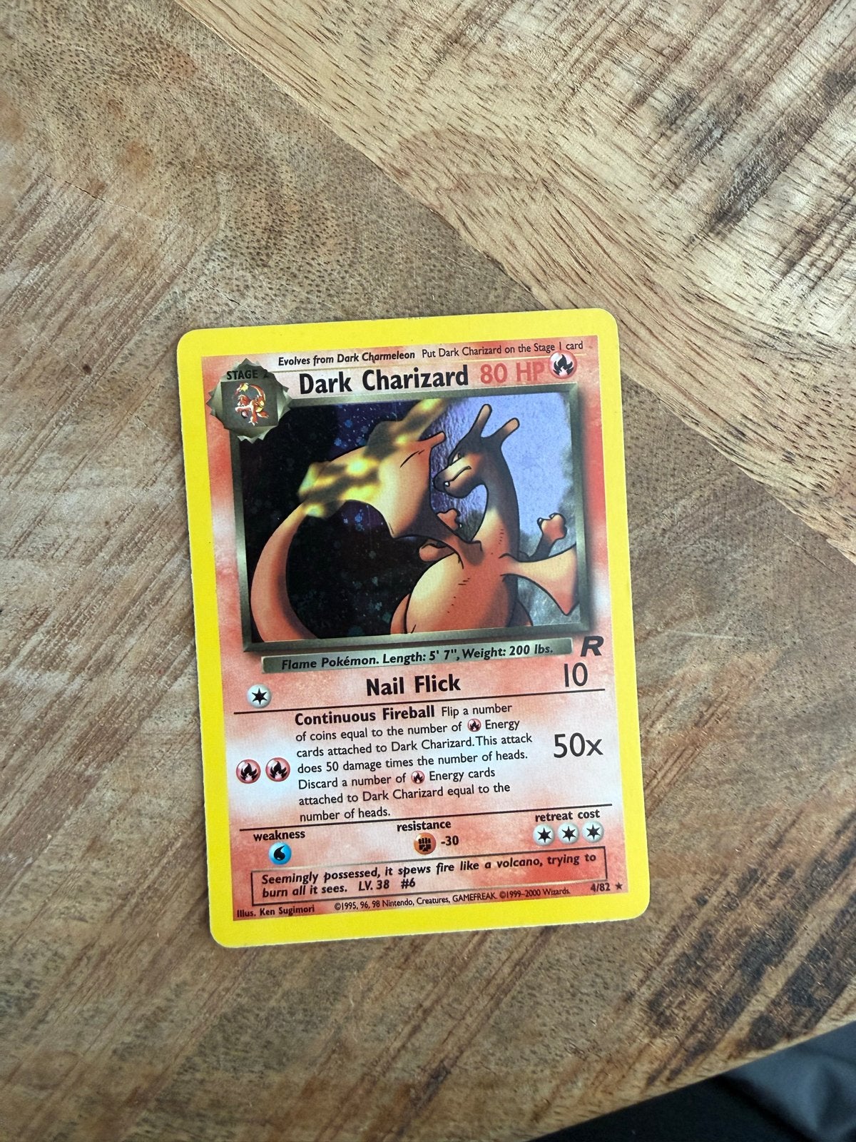 Dark Charizard 4/82 Holo Rare Team Rocket Pokémon Kaart, Ophalen of Verzenden, Gebruikt, Losse kaart, Foil