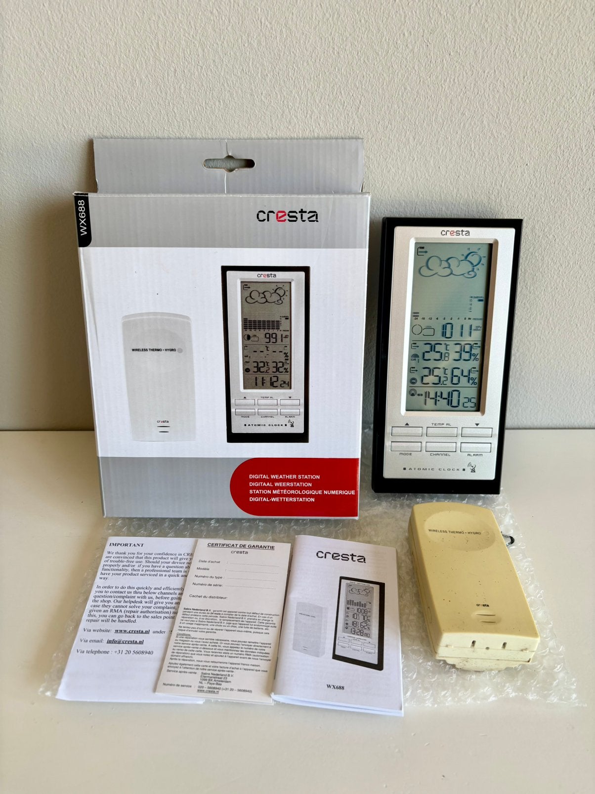 Cresta digitaal weerstation WX688 draadloos, Ophalen of Verzenden, Zo goed als nieuw, Weerstation