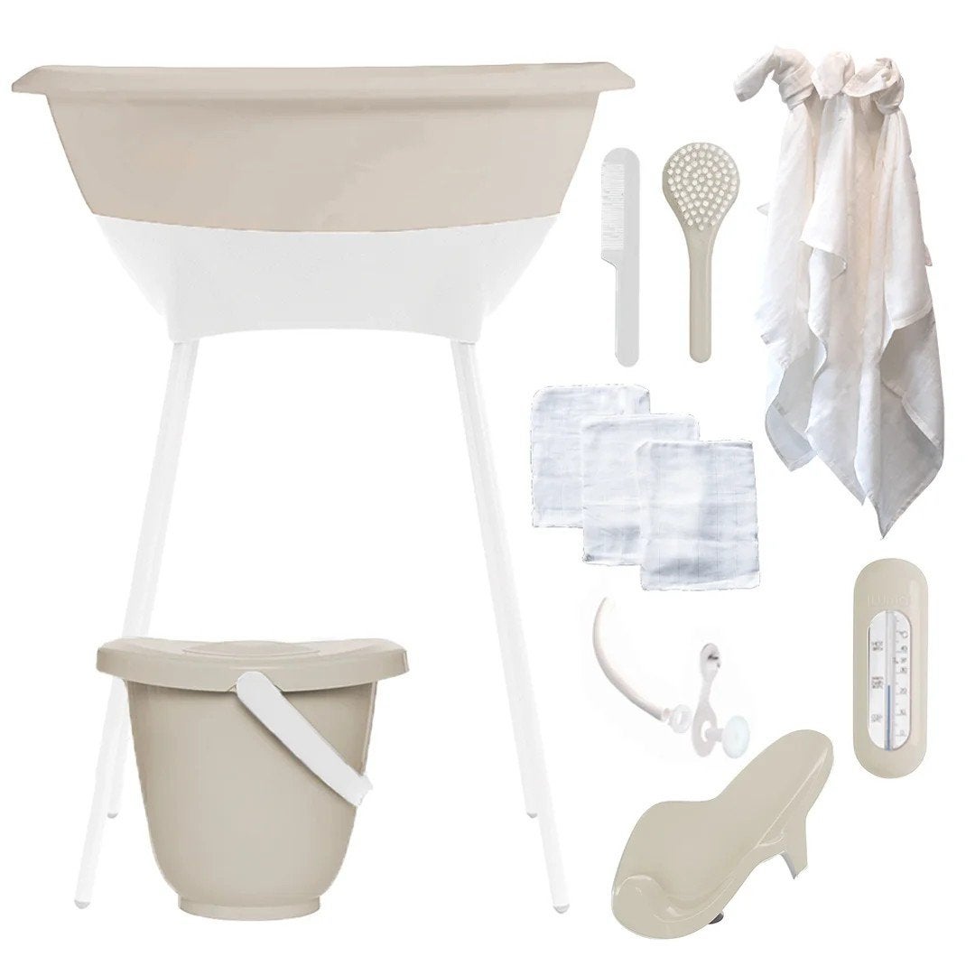 Luma Bad- & Verzorgingsset Taupe/Wit, Ophalen, Nieuw, Badje, Overige merken