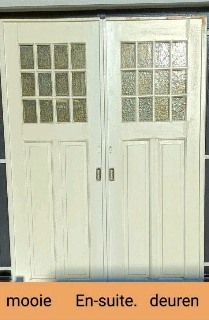 Hoge antieke schuifdeuren. Ensuite, Doe-het-zelf en Verbouw, Deuren en Horren, Ophalen, Glas, Binnendeur, 200 tot 215 cm