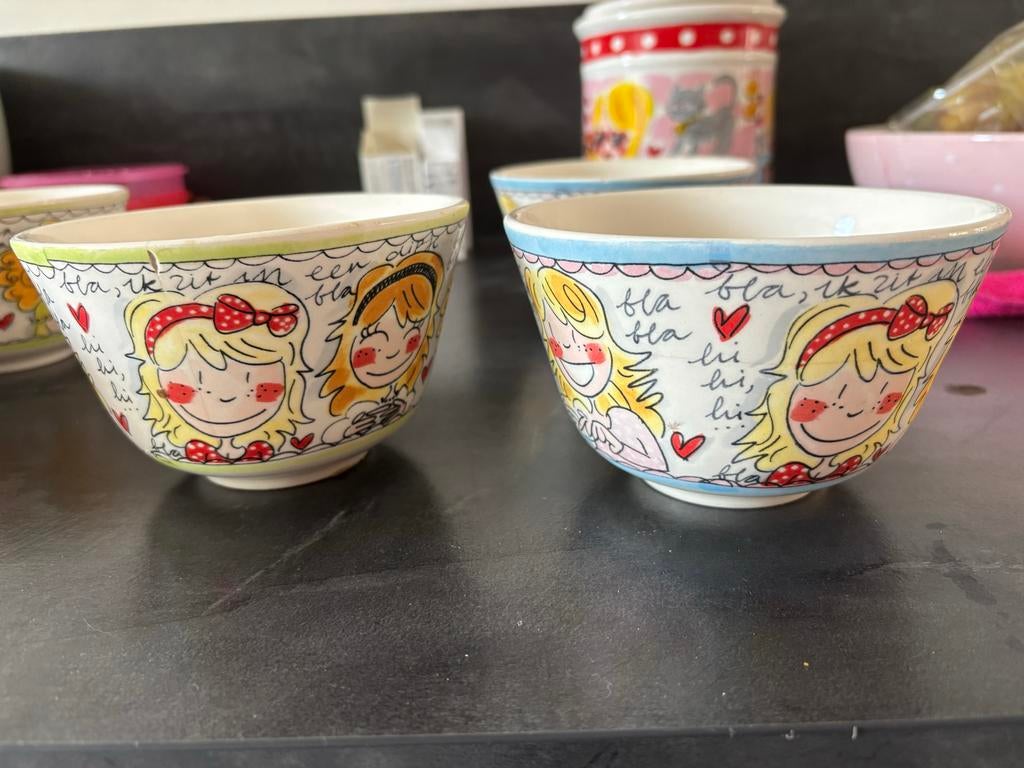 Blond Amsterdam kommen - 3x blauw, 2x groen - Gebruikt, Huis en Inrichting, Keuken | Servies, Ophalen, Gebruikt, Blond Amsterdam