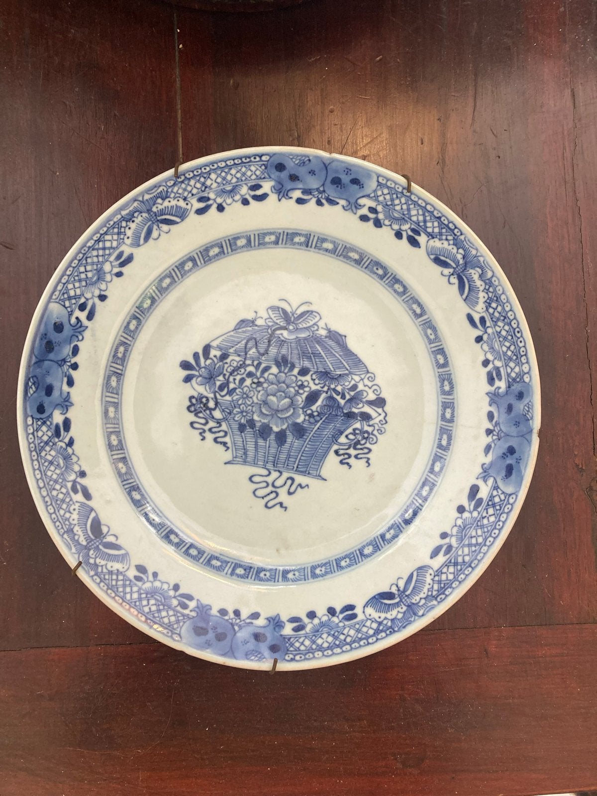 Antiek Chinees Porseleinen Bord - Blauw en Wit, Ophalen of Verzenden