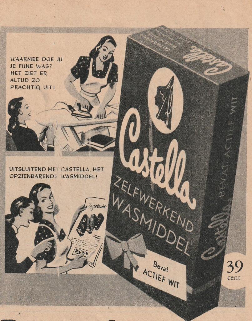 Retro reclame 1950 Castella Nijmegen wasmiddel helderder, Verzamelen, Retro, Verzenden, Overige typen