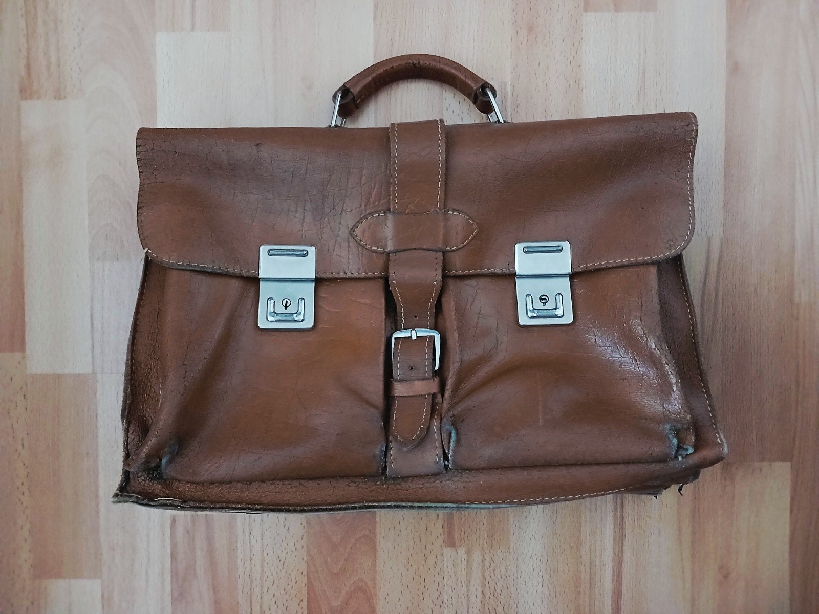 Vintage Leren Boekentas - Klassiek en Robuust, Ophalen