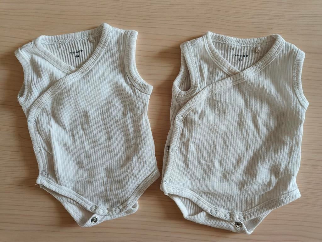 2x Hema overslagromper wit geribbeld maat 44, Ophalen of Verzenden, Zo goed als nieuw, Hema, Jongetje of Meisje