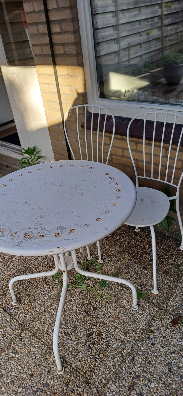 Tuintafeltje en 2 stoeltjes, Ophalen, Gebruikt, Rechthoekig, Hout