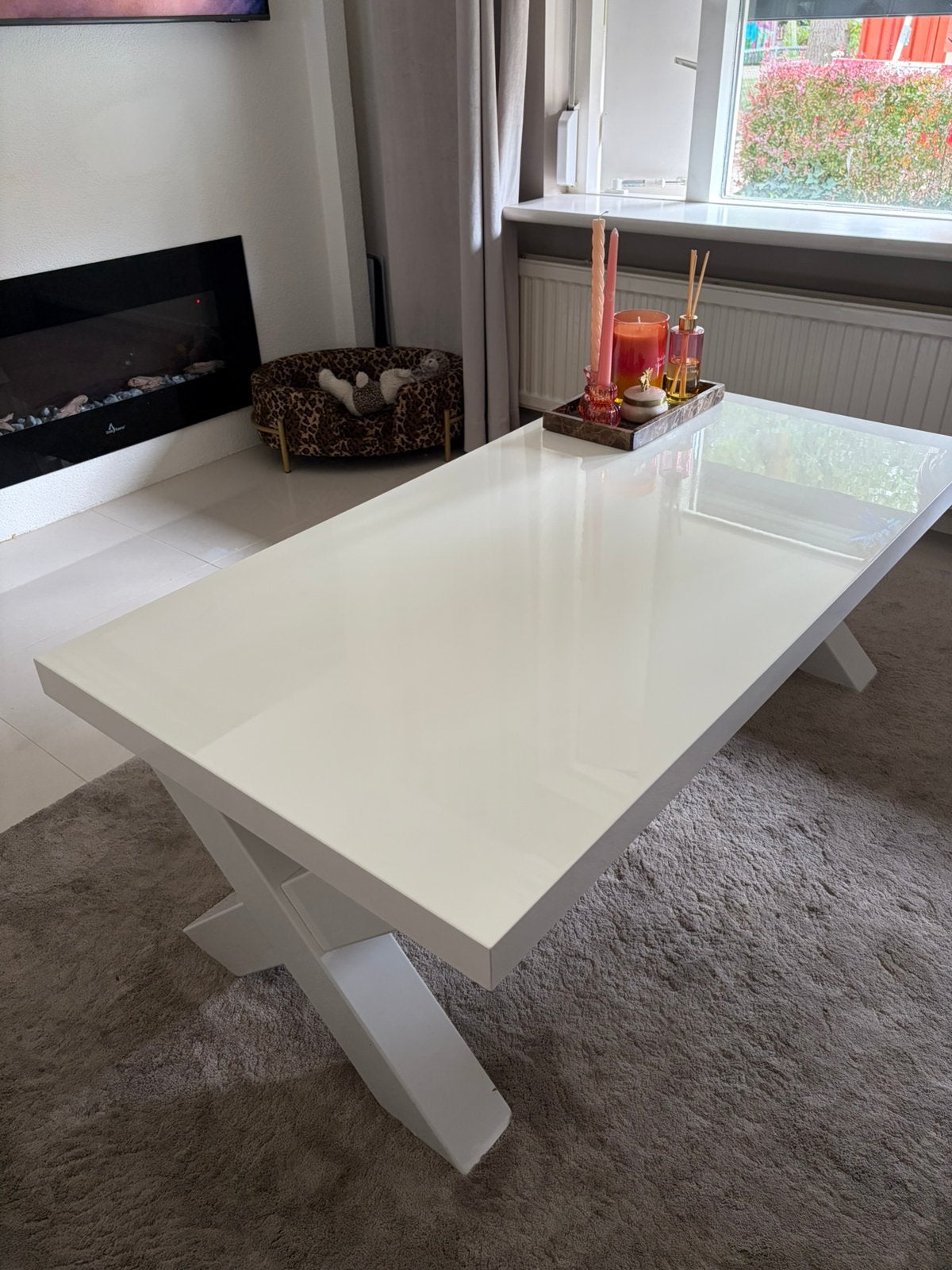 Salon tafel & eettafel wit hoogglans, Huis en Inrichting, Complete inboedels, Ophalen