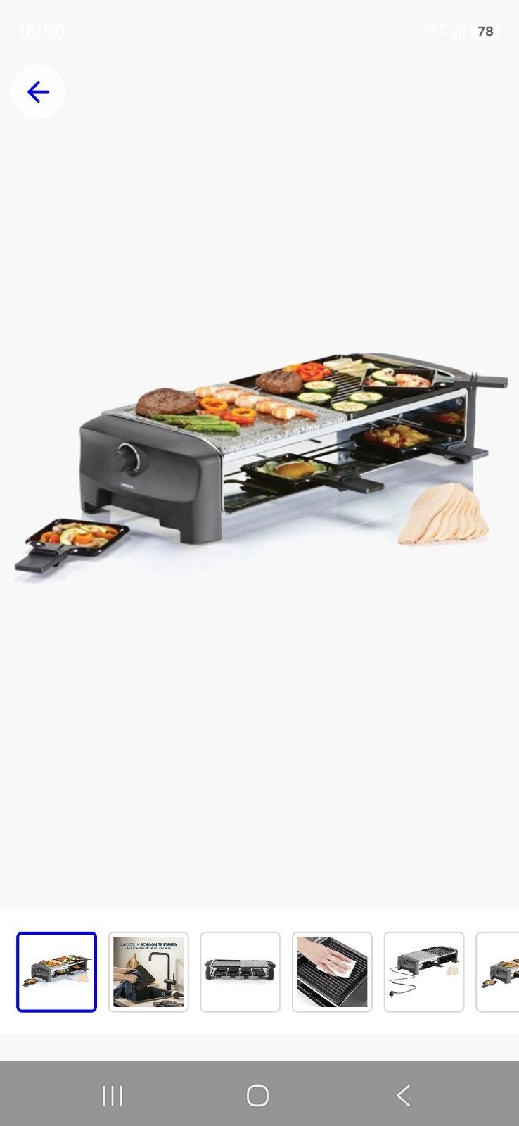 Princess Raclette Grill - Steen en Bakplaat, Ophalen, Nieuw, 8 personen of meer