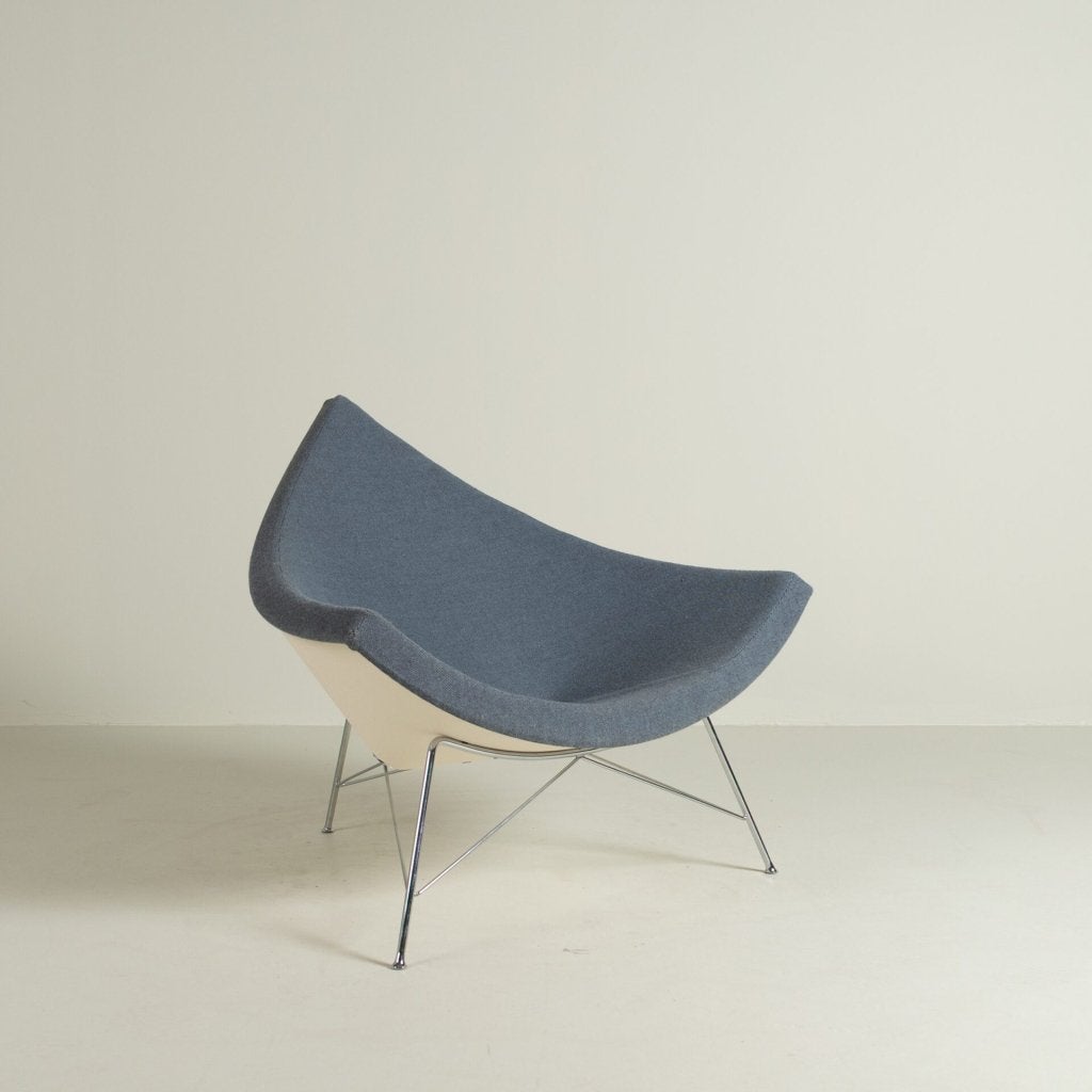 Vitra Coconut Fauteuil Blauw Stof, Niet ingevuld, 75 tot 100 cm, Zo goed als nieuw, 100 tot 125 cm