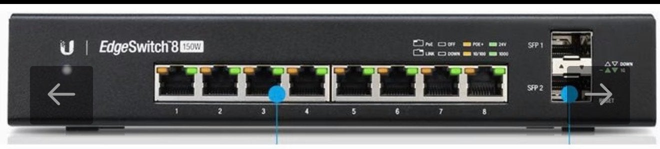 Ubiquiti EdgeSwitch 8 150W PoE+ Managed Gigabit Switch, Ophalen of Verzenden, Gebruikt