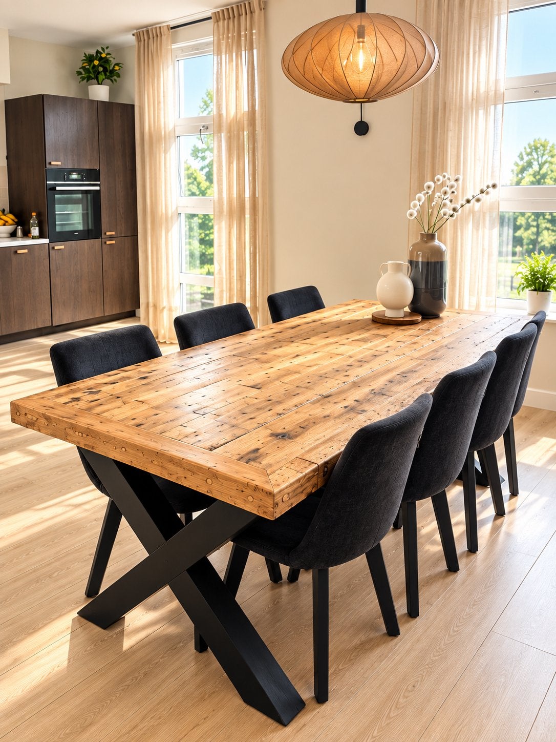 Prachtige eettafel aangeboden, Ophalen, Gebruikt, 200 cm of meer, 50 tot 100 cm