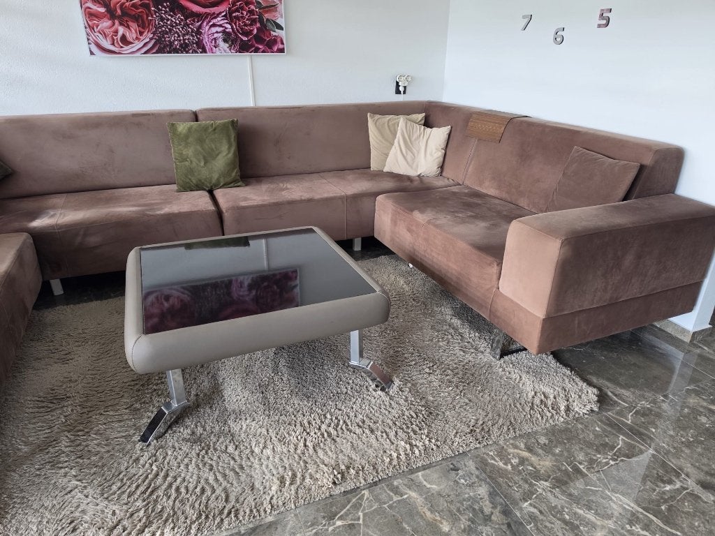 Ruime hoekbank  - Bruin stof, Huis en Inrichting, Ophalen, Gebruikt, Modern en comfortabel, Hoekbank