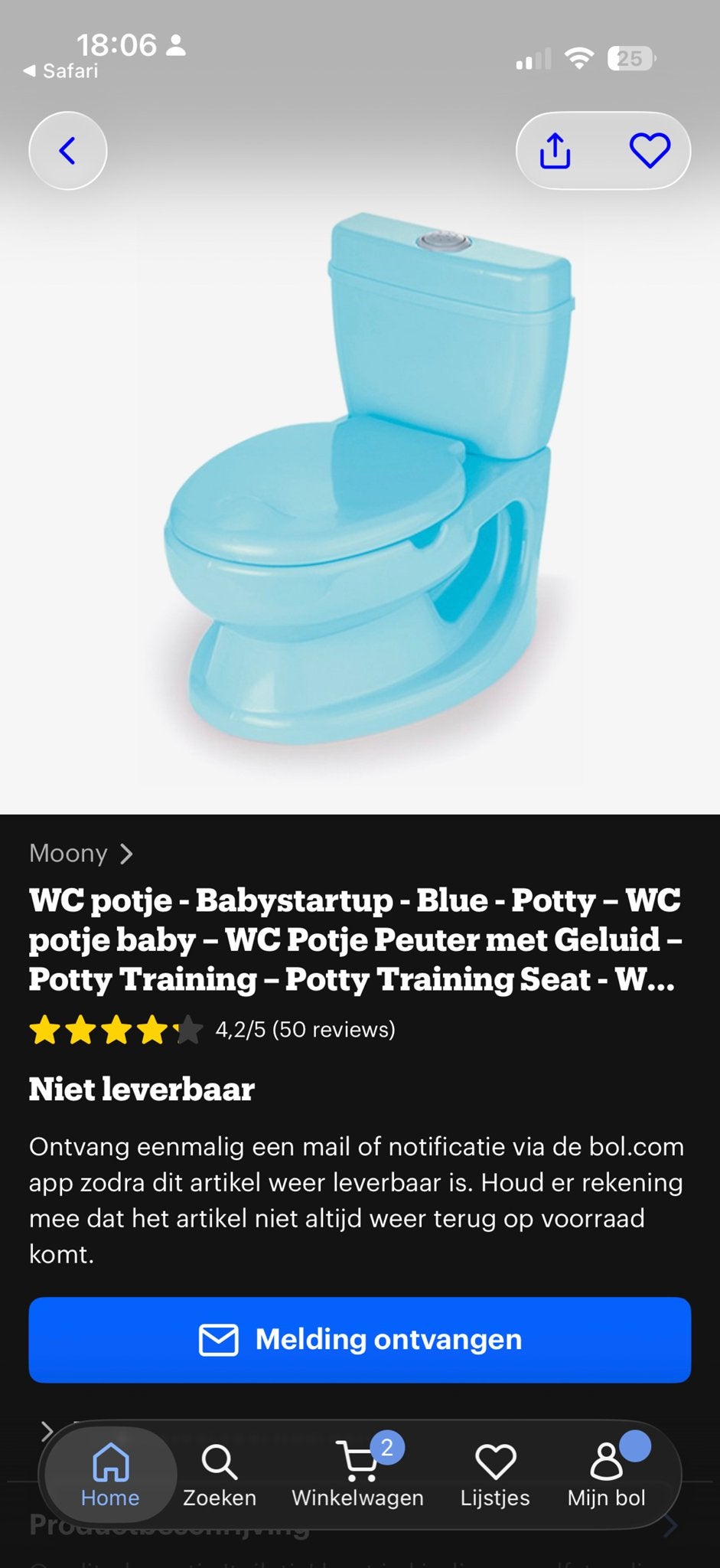 Mini WC / Potje - nette staat, Kinderen en Baby's, Ophalen, Zo goed als nieuw