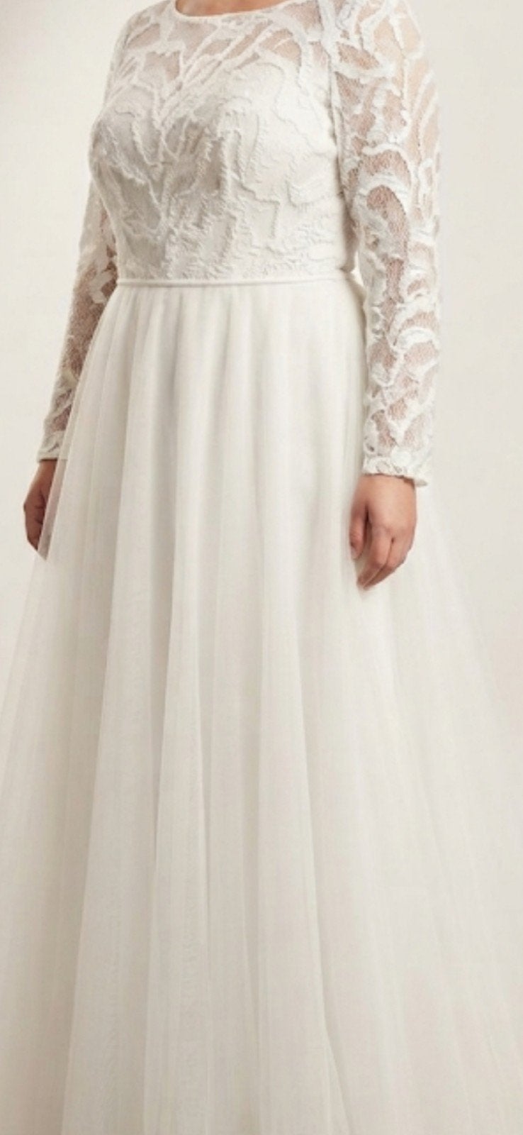 Elegante Witte Trouwjurk met Kant en Tule, Trouwjurk, Wit, Ophalen of Verzenden, Onbekend