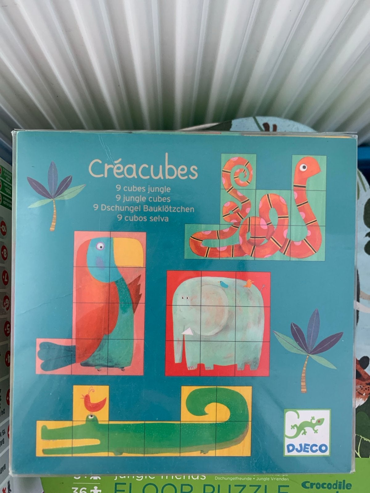 Djeco Créacubes Jungle 9 blokken puzzel, Ophalen of Verzenden, Zo goed als nieuw, Overige typen