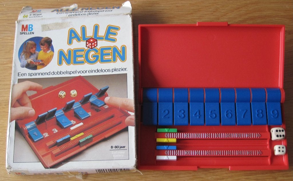 dobbelspel Alle negen - 1983, Een of twee spelers, Ophalen of Verzenden, Reisspel, Gebruikt