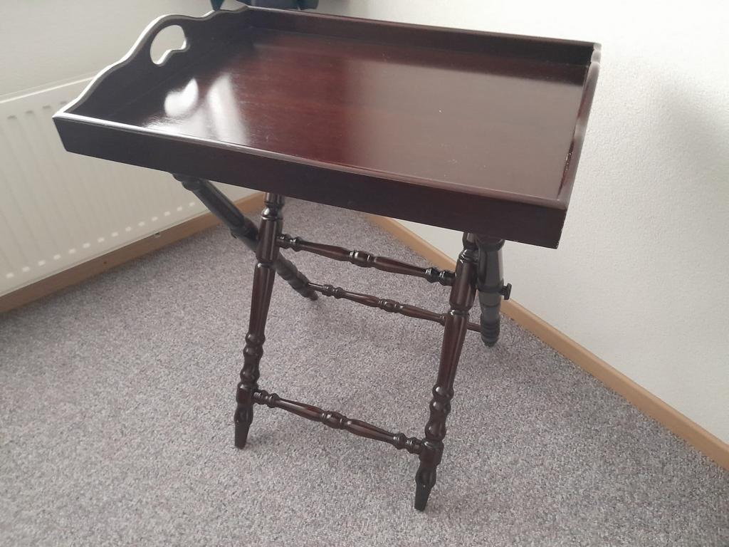Butlertray houten bijzettafel met dienblad, Ophalen of Verzenden
