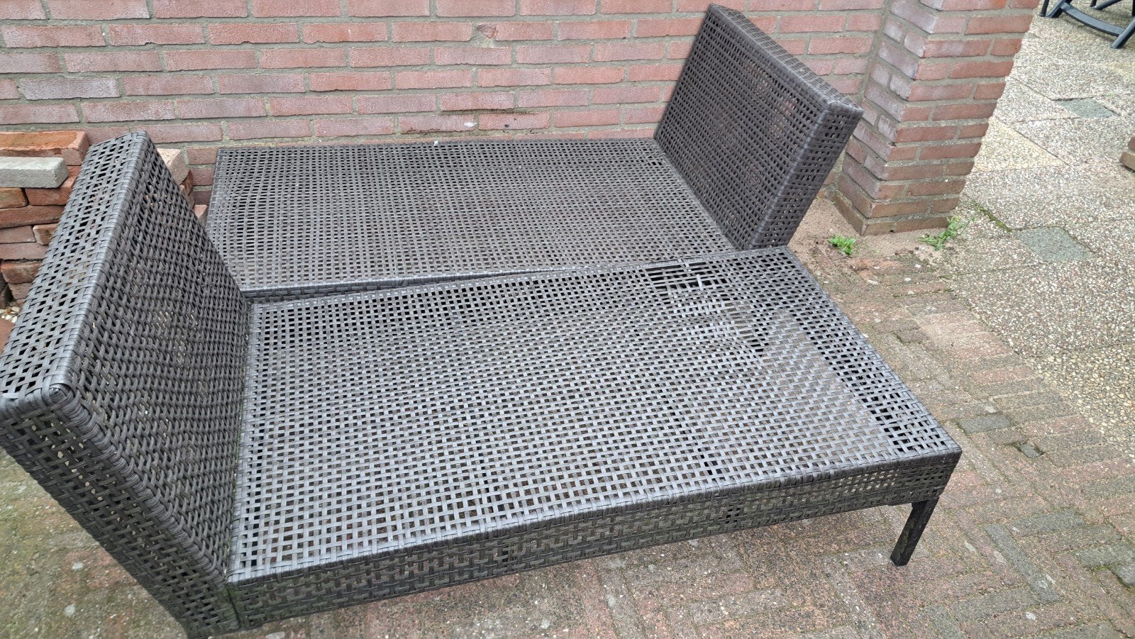 Ligbeden met  rugleuning, Ophalen, Gebruikt, Wicker, Verstelbaar
