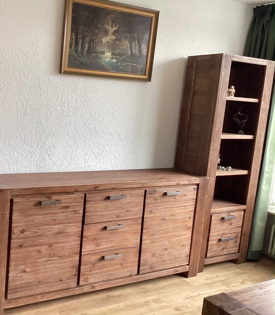 Stijlvol houten dressoir met bijpassende buffetkast, Huis en Inrichting, Ophalen, Gebruikt, 150 tot 200 cm, Modern landelijk