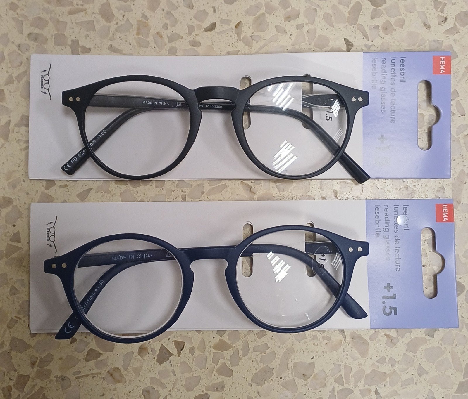 HEMA Leesbril +1.5 - Zwart & Blauw (Set van 2), Ophalen of Verzenden