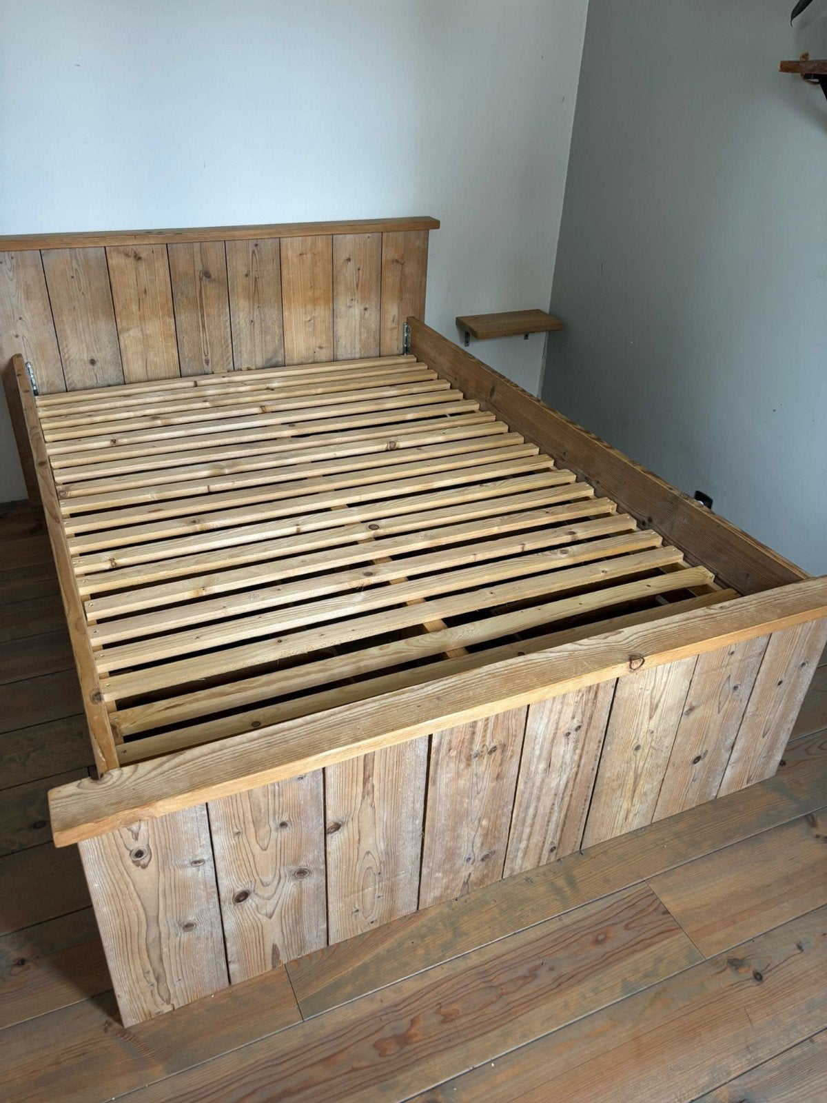 Steigerhouten bed 140x200 met veel opbergruimte, Steigerhout, Steigerhout, Tweepersoons, 200 cm