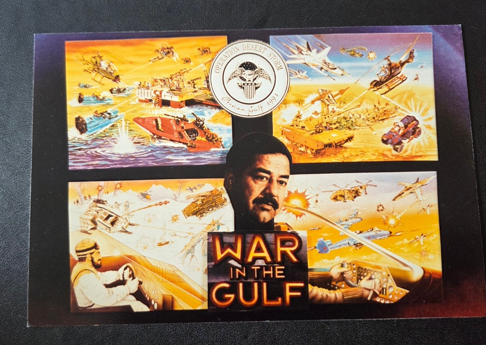 Ansichtkaart Golfoorlog: Saddam Hussein & Desert Storm, Verzenden, 1980 tot heden, Ongelopen, Overige thema's