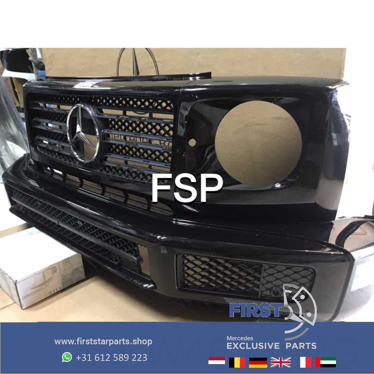 W463 G KLASSE AMG VOORBUMPER ZWART origineel Mercedes AMG 63, Gebruikt, -, Voor, Ophalen of Verzenden