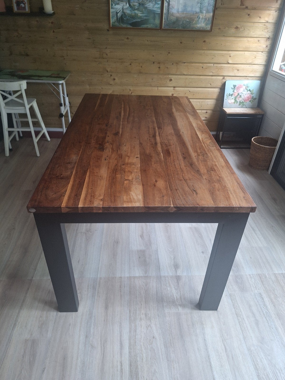 Eettafel tafel Henders en Hazel met metalen poten, Ophalen, Rechthoekig, 150 tot 200 cm, 50 tot 100 cm