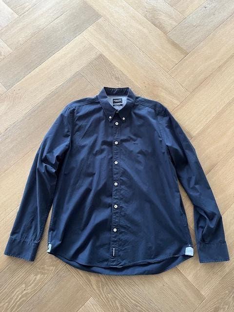 blauw katoenen overhemd van McGregor maat L, Ophalen of Verzenden, Halswijdte 41/42 (L), Gedragen, McGregor