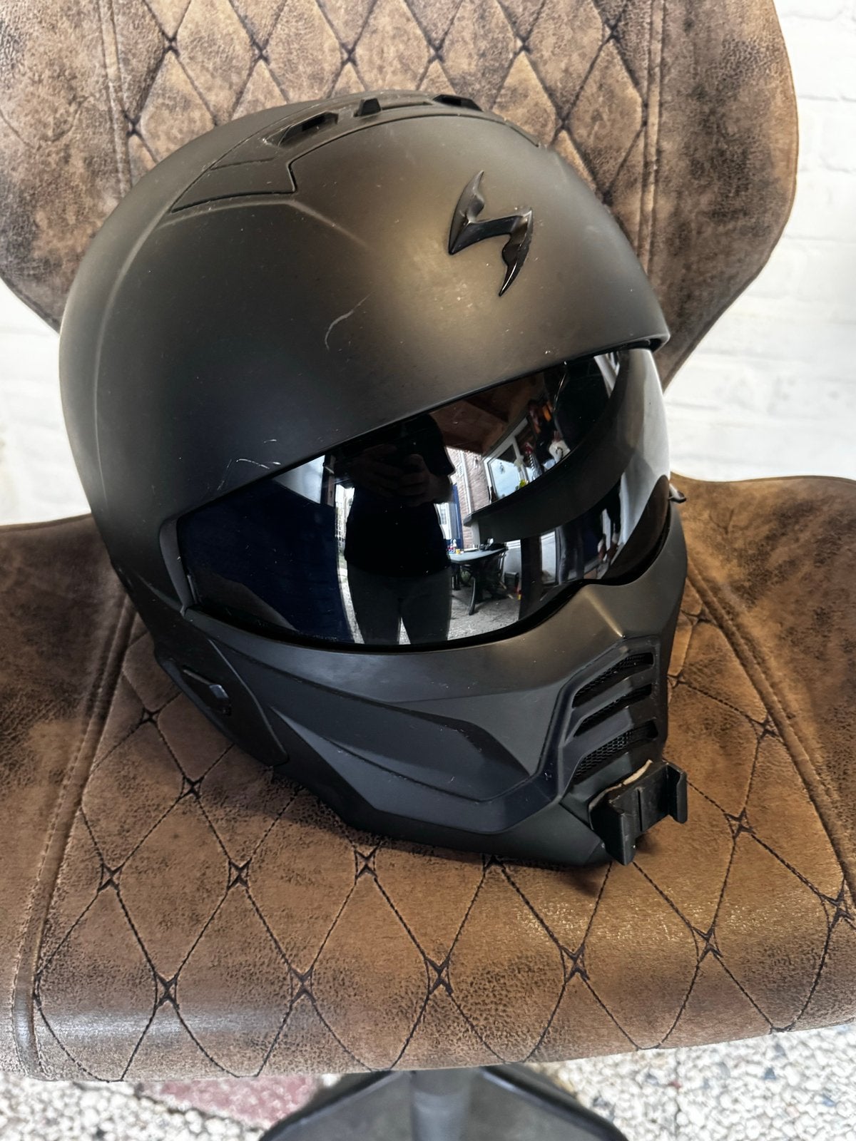 Scorpion Exo Combat 2 Motorhelm Maat M met Chin Mount, Motoren, Ophalen of Verzenden, Nieuw zonder kaartje, Heren, Overige typen