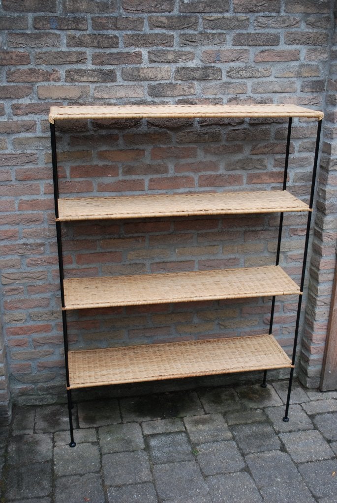 Vintage wandrek met metalen frame en rotanleggers, Ophalen, Gebruikt, Onbekend, Onbekend