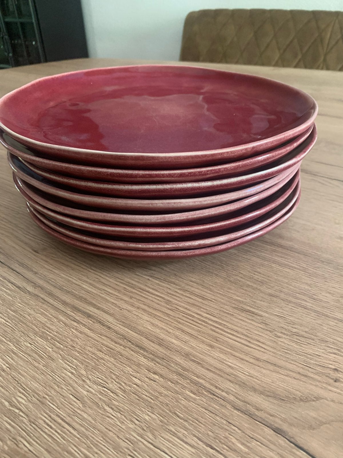 Auberginekleurige borden, hip voor zomers buiten eten, Ophalen, Gebruikt, Keramiek, Bord(en)