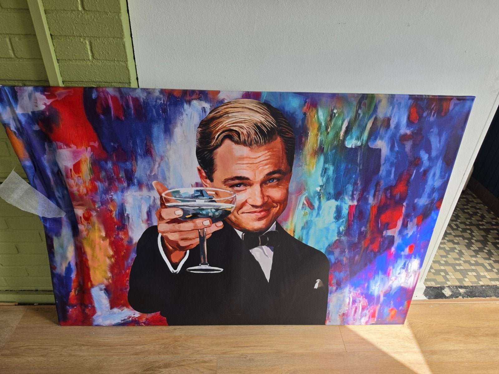 Leonardo DiCaprio The Great Gatsby Canvas Schilderij, 50 – 75, Gebruikt, Ophalen of Verzenden, Schilderij