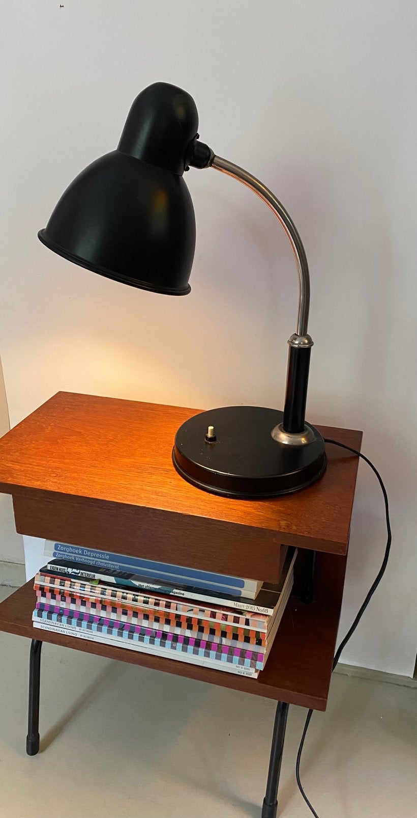 Vintage Bauhaus-Gispen Bureaulamp - Zwart Metaal, Huis en Inrichting, Lampen | Tafellampen, Ophalen of Verzenden, Gebruikt, Metaal