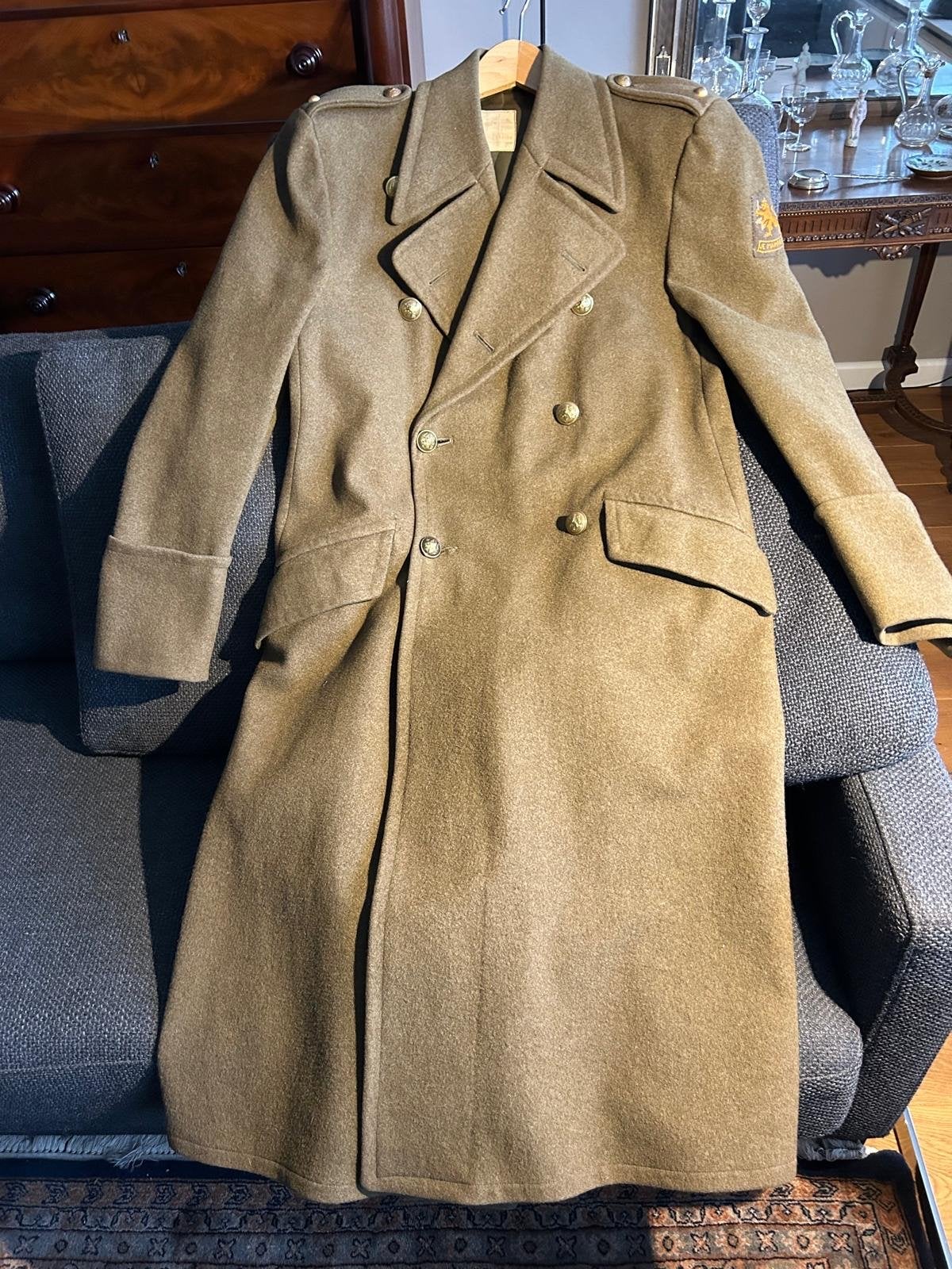 Authentieke Nederlandse Leger Wollen Wintermantel 1950, Ophalen, Landmacht, Nederland, Kleding of Schoenen