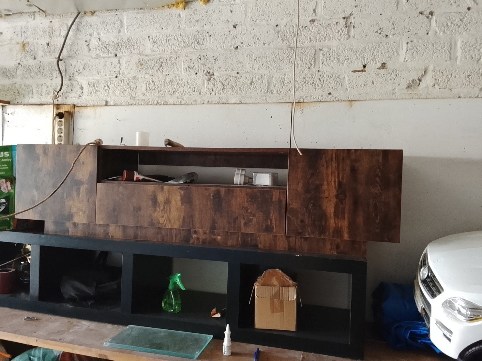 Houten TV-meubel met opbergruimte, Ophalen, Gebruikt, 150 tot 200 cm, Minder dan 100 cm