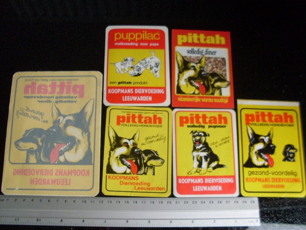 6x sticker Pittah volledig hondevoer koopmans diervoeding, Verzenden, Zo goed als nieuw, Merk
