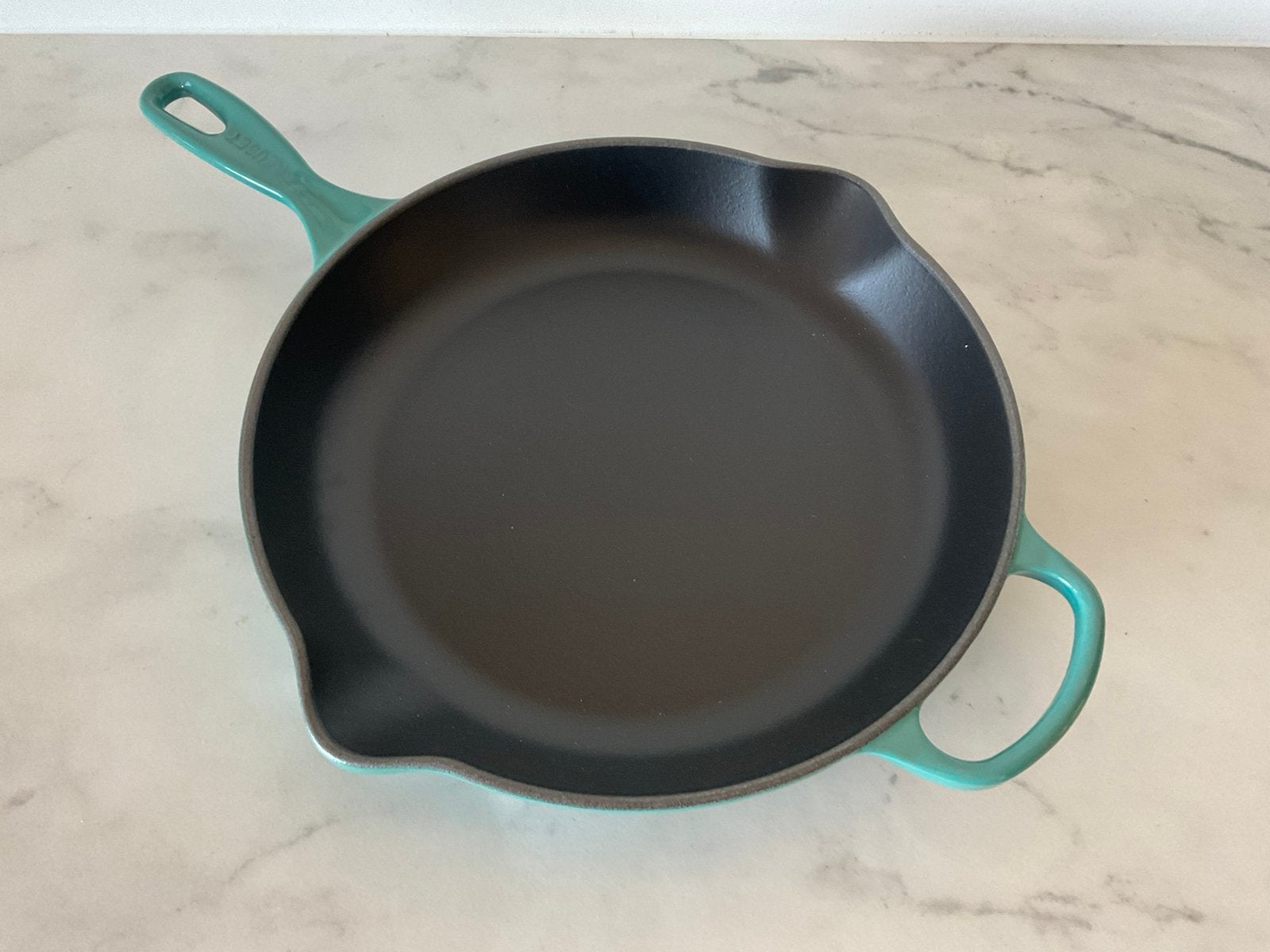 Le Creuset 30 cm koekenpan, bleu riviera, nieuw, Koekenpan, Gietijzer, Nieuw, Le Creuset