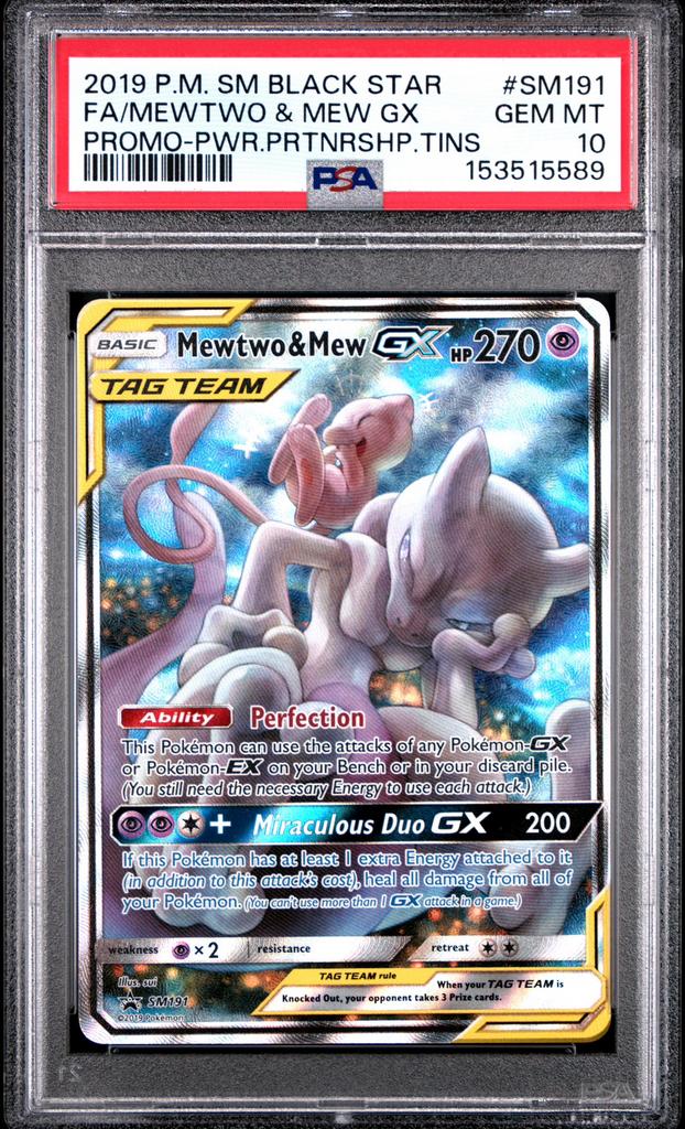 Mewtwo & Mew GX - PSA 10, Hobby en Vrije tijd, Verzamelkaartspellen | Pokémon, Ophalen of Verzenden, Zo goed als nieuw