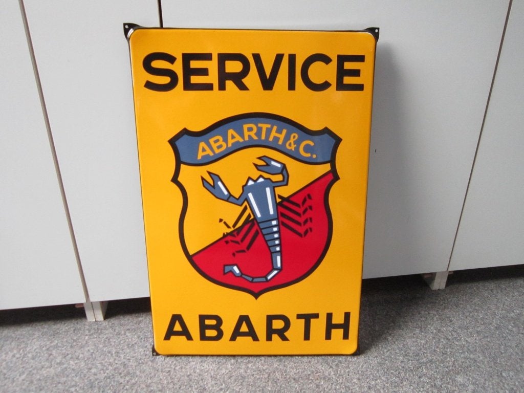 ABARTH EMAILLE RECLAMEBORD, Verzamelen, Merken en Reclamevoorwerpen, Ophalen, Zo goed als nieuw, Reclamebord